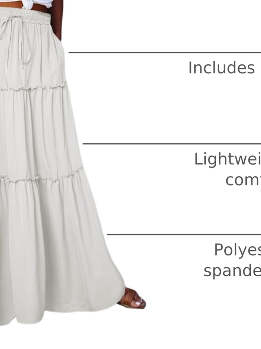 Boho Tiered White Maxi Skirt - Women - Picture 3 of 3